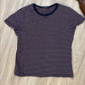 Brandy Melville Navy & Red Striped Tee (O/S)